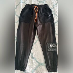 Zumba Fitness Black Track Pants with Orange Drawstring